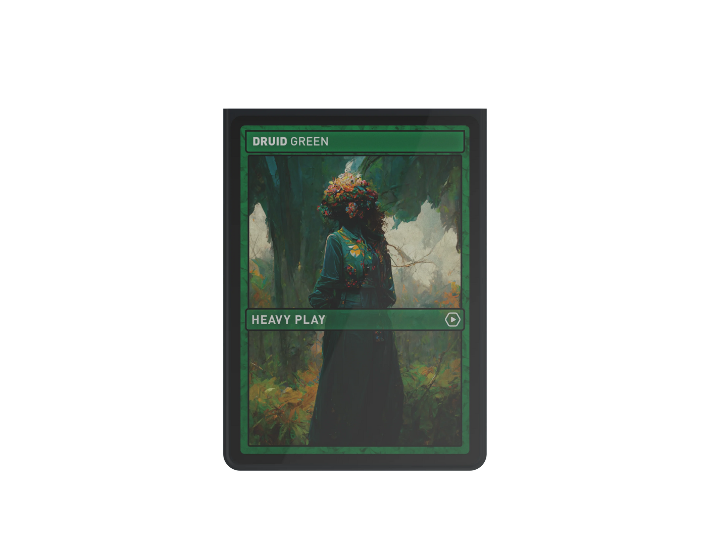 Heavy Play CURV Sleeves featuring a Druid Green design for collectible trading cards, with vibrant artwork on the front.