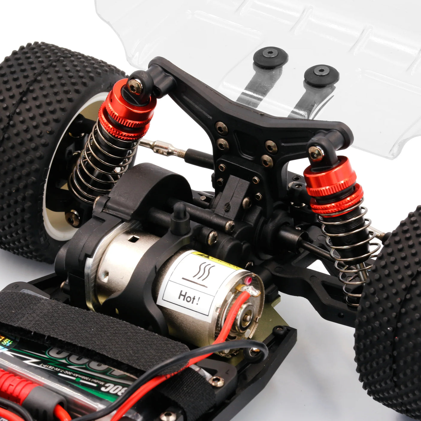 LC Racing BHC-1 1/14 scale 2WD RTR buggy, sleek black and blue RC car with detailed body and racing tires.