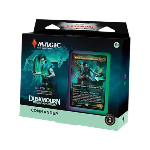 MTG Duskmourn: House of Horror Commander Deck by Wizards of the Coast, featuring fantasy artwork and card components.