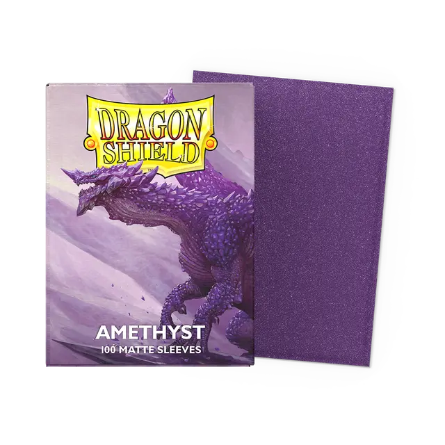 Dragon Shield Matte Amethyst standard card sleeves, purple protective deck sleeves for trading cards.