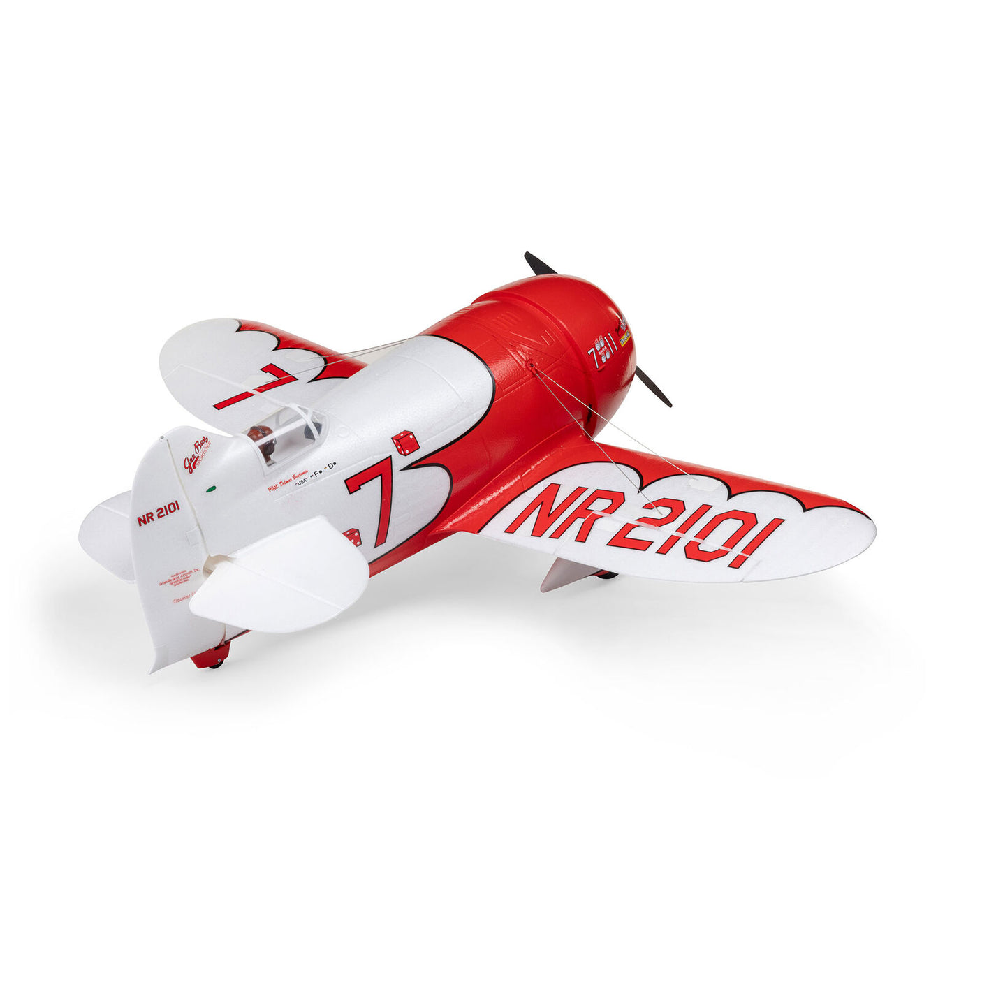 E-flite Gee Bee R-2 1.0m BNF Basic RC airplane with AS3X+ stabilization and SAFE Select, shown on a plain background