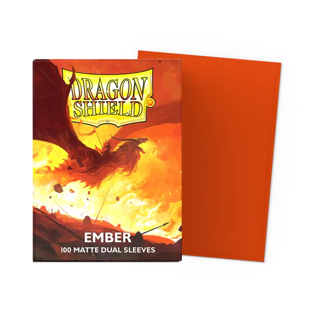 Dragon Shield Ember Dual Matte Standard Card Sleeves, colorful protective card sleeves for trading card games.