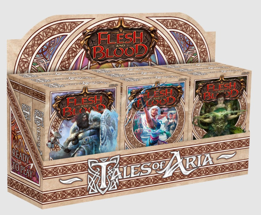Flesh and Blood Tales of Aria Blitz Deck of collectible trading cards by Legends Story Studios, featuring vibrant card artwork.
