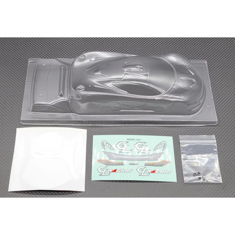 GL Racing 1/28 P1M Lexan body for RC cars, 102mm length, clear and lightweight for racing and hobbyist use