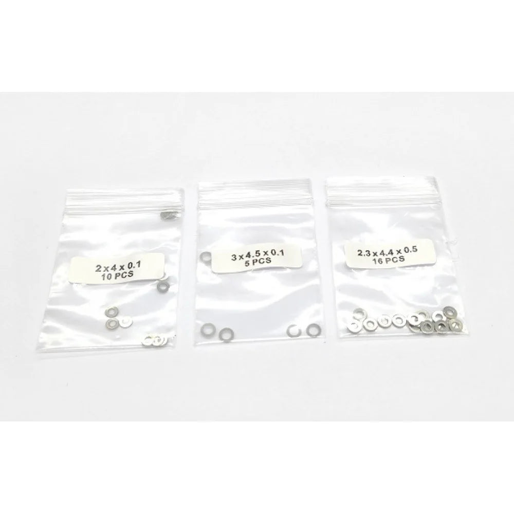 GL Racing GL-GTR Shim Set (GL-GTR-S-041) with multiple metal shims in packaging for engine tuning and maintenance.