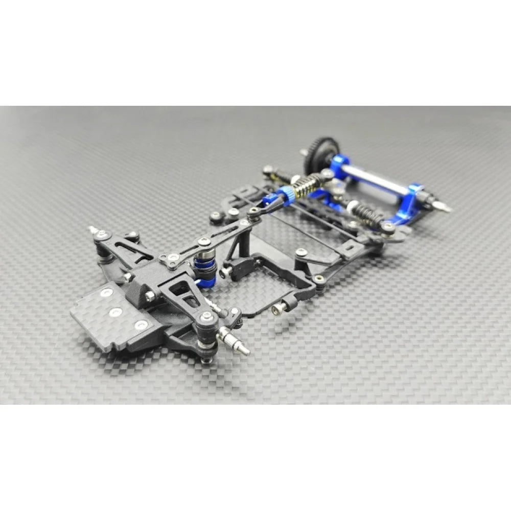 Detailed image of GL Racing 1/28 LMP2 Chassis model showing intricate details and realistic design of the race car scale model.