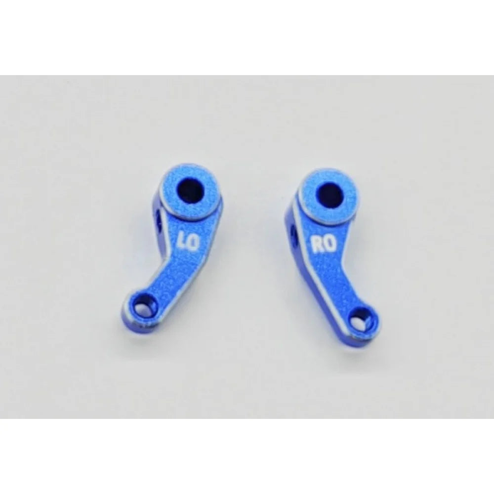 Aluminum steering knuckle for LMP2 race car by GL Racing, with 0° angle, shown on a white background.