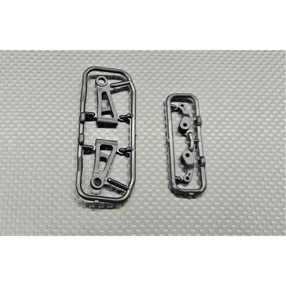 GL Racing LMP2 front upper arms and steering knuckle set, left and right, for race car suspension and steering components.