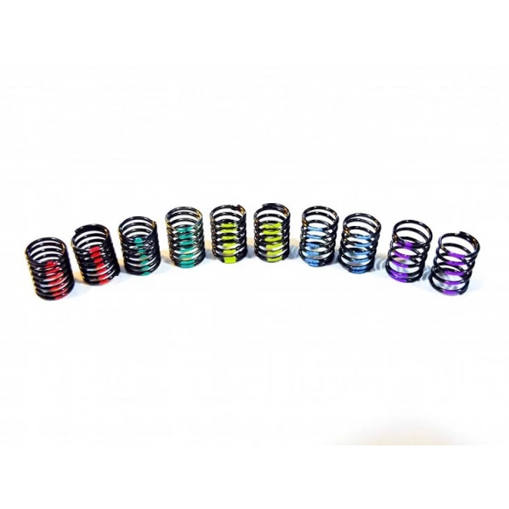 GL Racing GLA Short Front Spring Set (GLA-004-S) showing two coil springs with black finish on a white background.