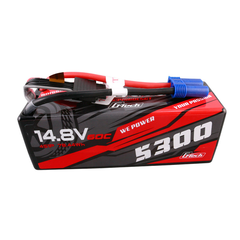 Gens Ace 5300mAh 4S 60C hardcase G-Tech LiPo battery with EC5 connector for RC models.