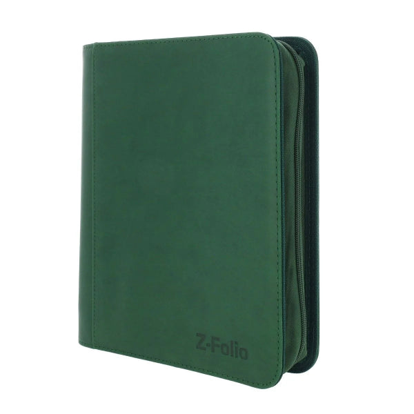 Green BCW Z-Folio 4-pocket LX toploader binder for storing and organizing collectible cards.