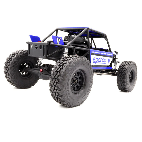 Vanquish H10 Optic RTR radio-controlled car with detailed blue and black body design, featuring aerodynamic styling and racing decals.