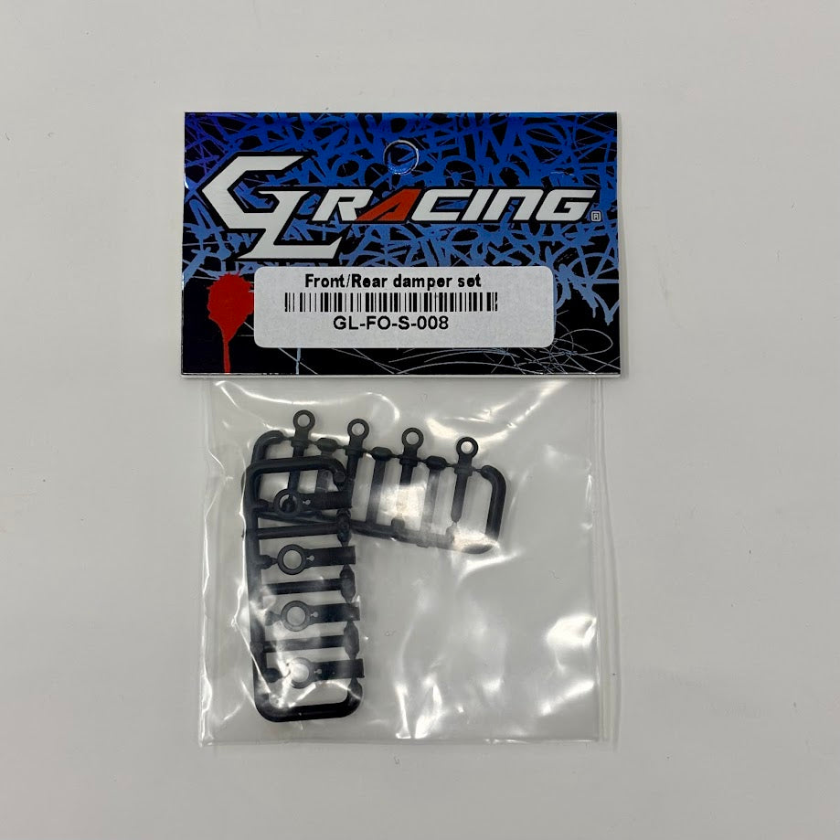 GL Racing Formula One front and rear damper set showing detailed suspension components.