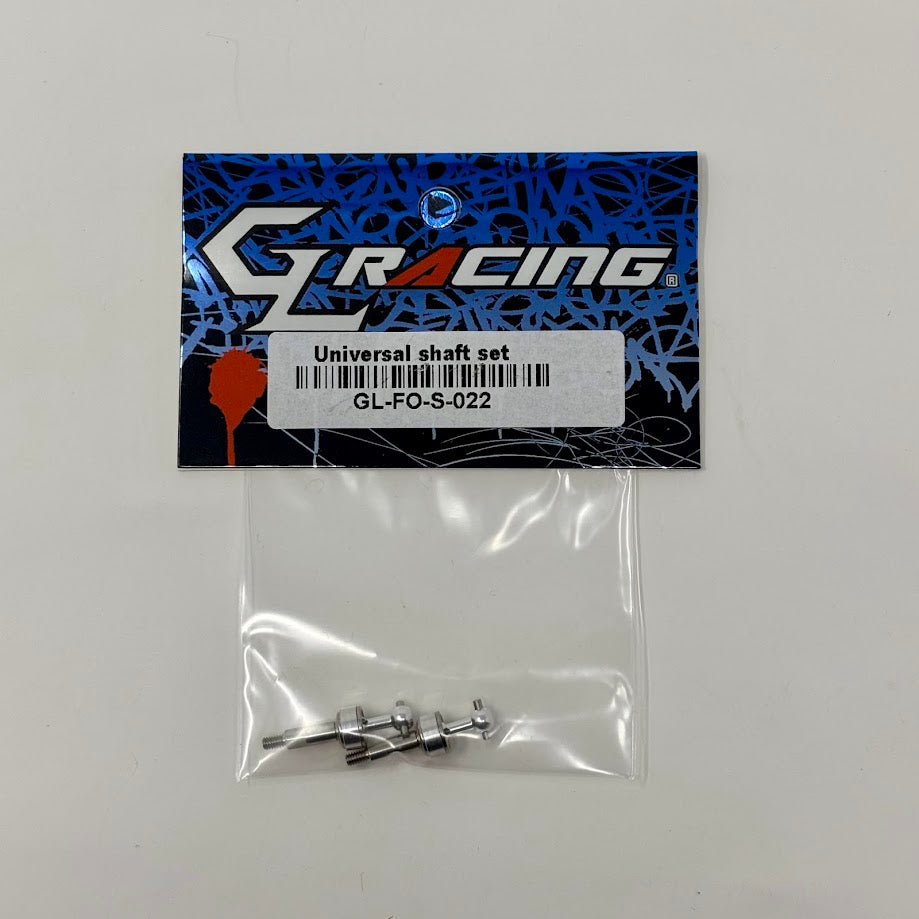 GL Racing GL Formula One universal shaft set, precision-engineered car parts with metal shafts and connectors, displayed on a clean background.