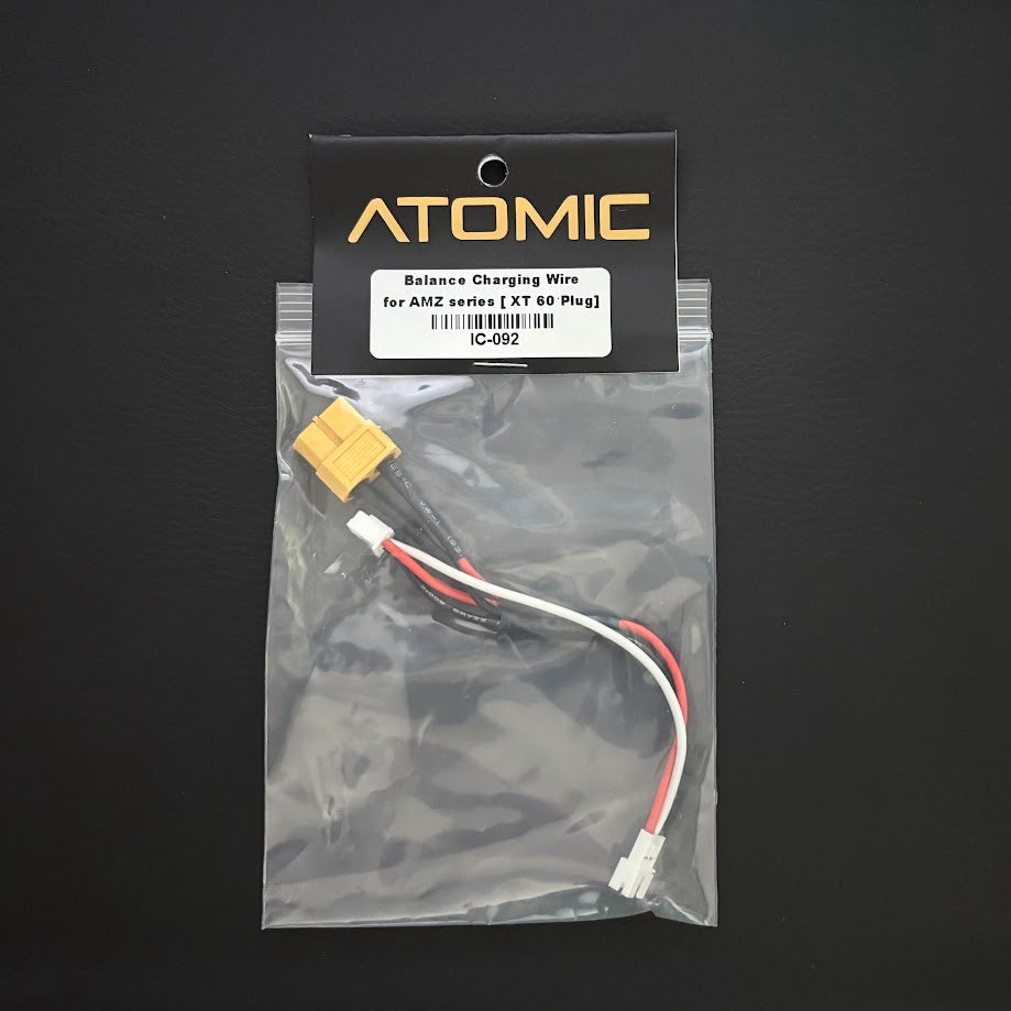 Atomic RC XT60 to PH2 2S charge cable with connectors, designed for RC batteries and charging setups.