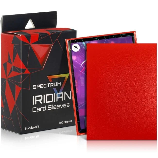 Red Iridian Matte Standard Sleeves by BCW, set of 100, with clear, matte finish for card protection and display.