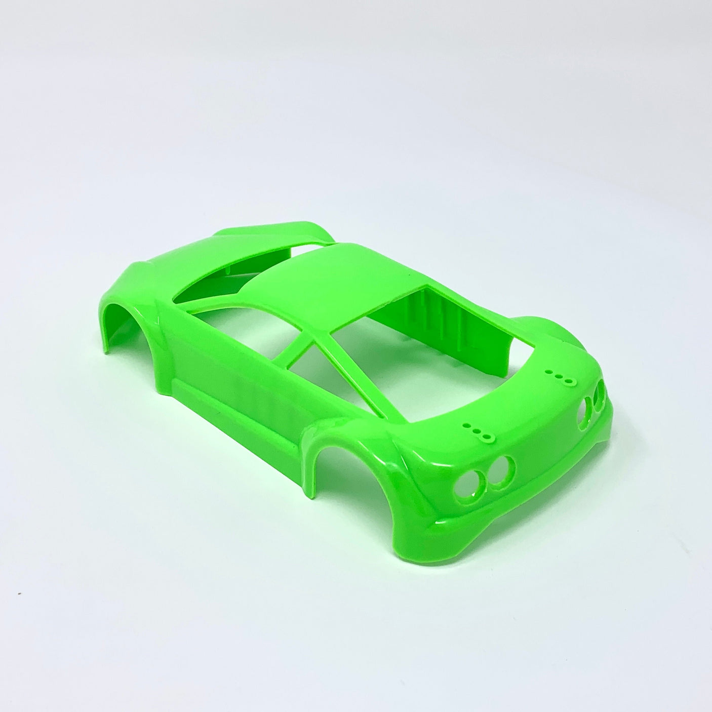 Jomurema GT01 neon green car body with sleek design, featuring vibrant neon green paint and aerodynamic shape.