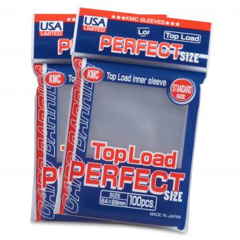 KMC USA Pack clear perfect fit card sleeves, 100-count, for protecting trading or playing cards, made of durable transparent material.