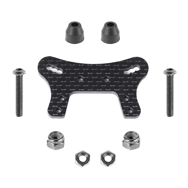 LC Racing L5063 Carbon Fiber Front Shock Tower for BHC-1ST RC car with detailed carbon fiber construction and mounting points.