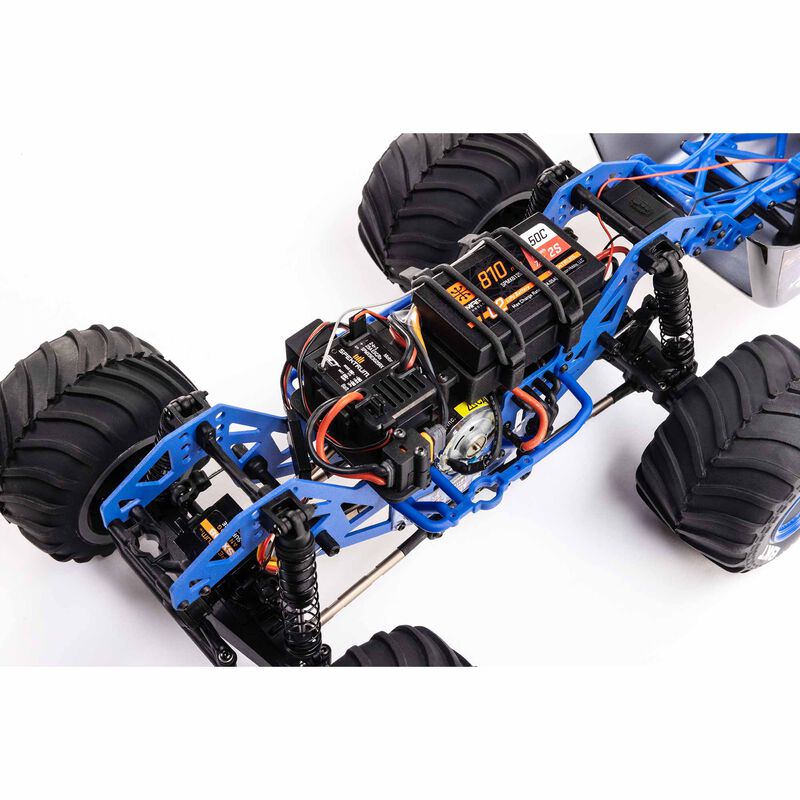 Losi 1/18 Mini LMT Son Uva Digger 2S 4X4 brushed monster truck with detailed body and off-road tires, ready for RC adventures.