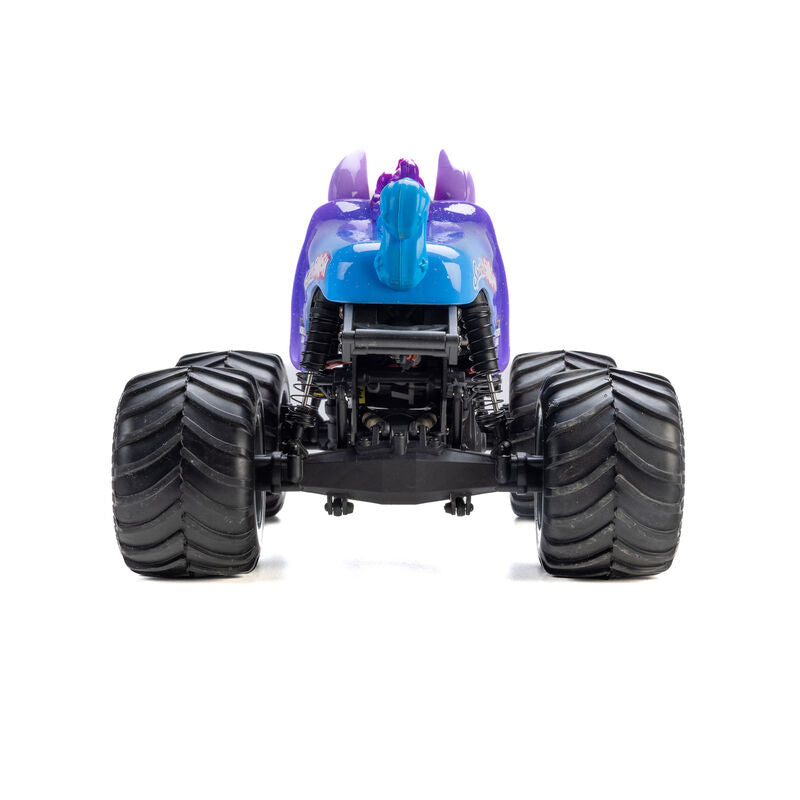 Losi 1/18 Mini LMT Sparkle Smash 2S 4x4 brushed monster truck with colorful sparkle design on rugged off-road tires
