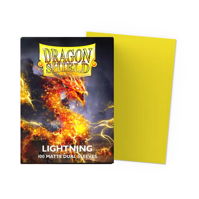 Dragon Shield Lightning dual matte standard card sleeves, durable protective deck sleeves for trading cards.