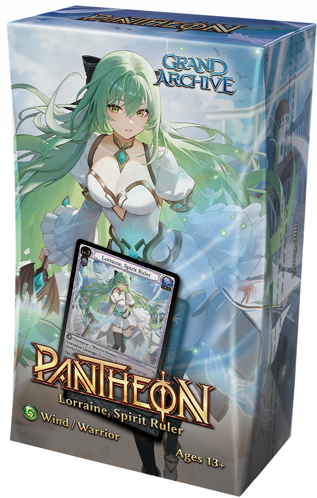 Lorraine Spirit Ruler Pantheon deck from Grand Archive TCG: Radiant Origins by Weebs of the Shore, featuring vibrant fantasy artwork.