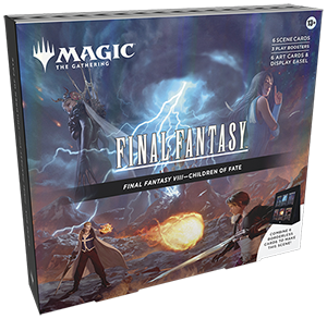 Magic: The Gathering Final Fantasy Holiday Scene box featuring colorful fantasy artwork and collectible card game elements.