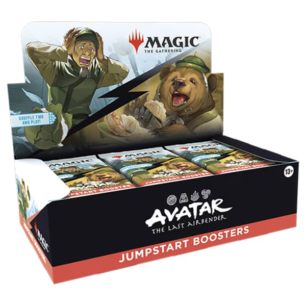 Avatar The Last Airbender Jumpstart Booster Box by Wizards of the Coast featuring colorful packaging with character artwork and game branding.