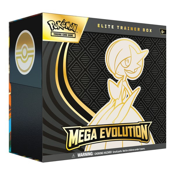 Pokémon Mega Evolution Elite Trainer Box for Pokémon Trading Card Game, featuring booster packs, accessories, and game storage.