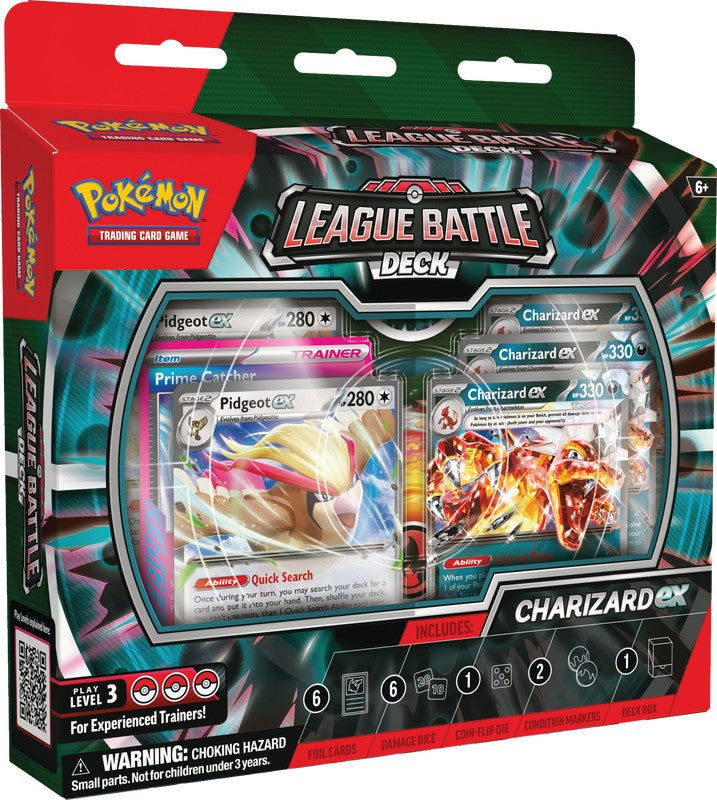 Pokemon TCG Charizard ex League Battle Deck featuring a Charizard card and deck components from the Pokémon Trading Card Game.