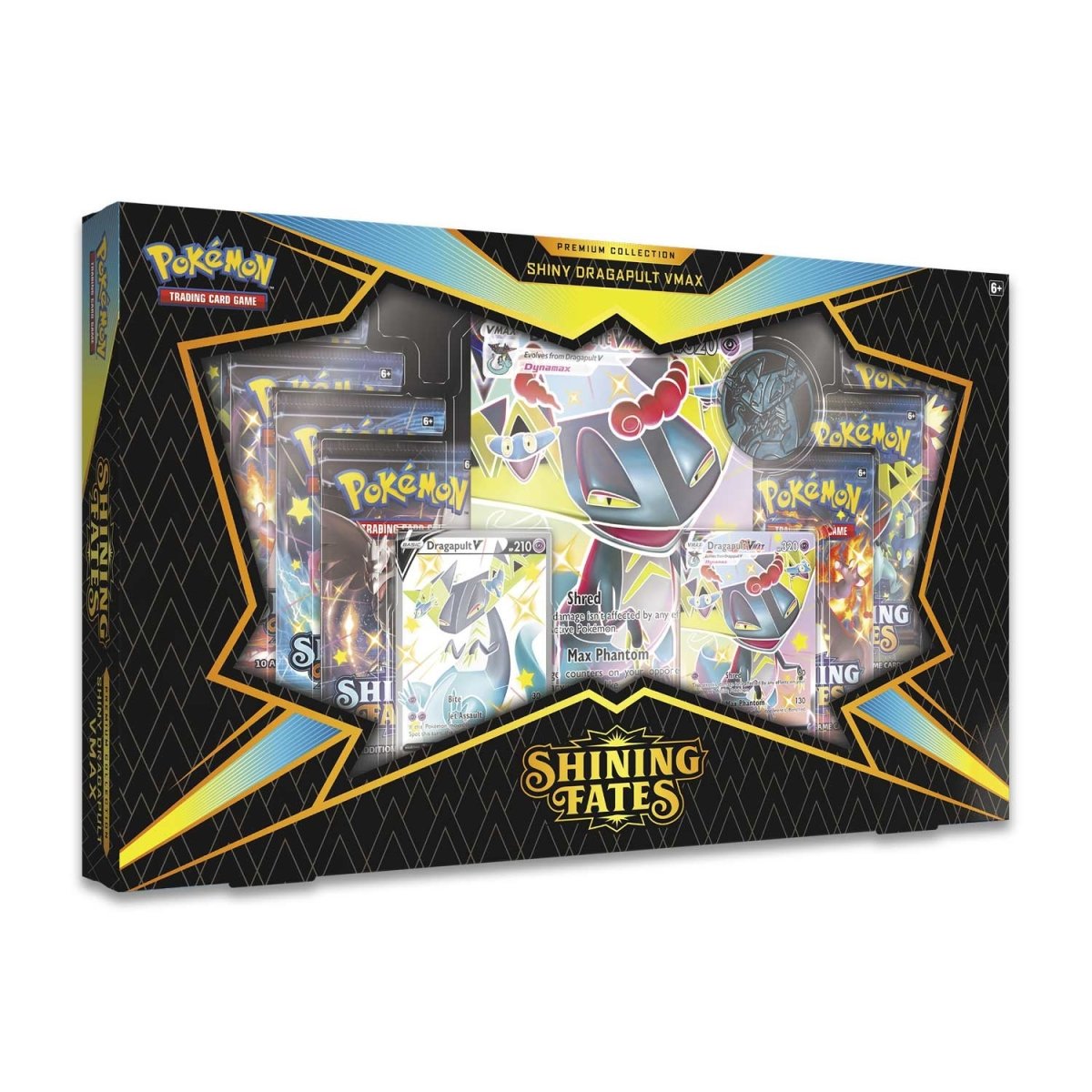 Pokemon Shining Fates Premium Collection featuring collectible cards, Pokémon figures, and packaging display.