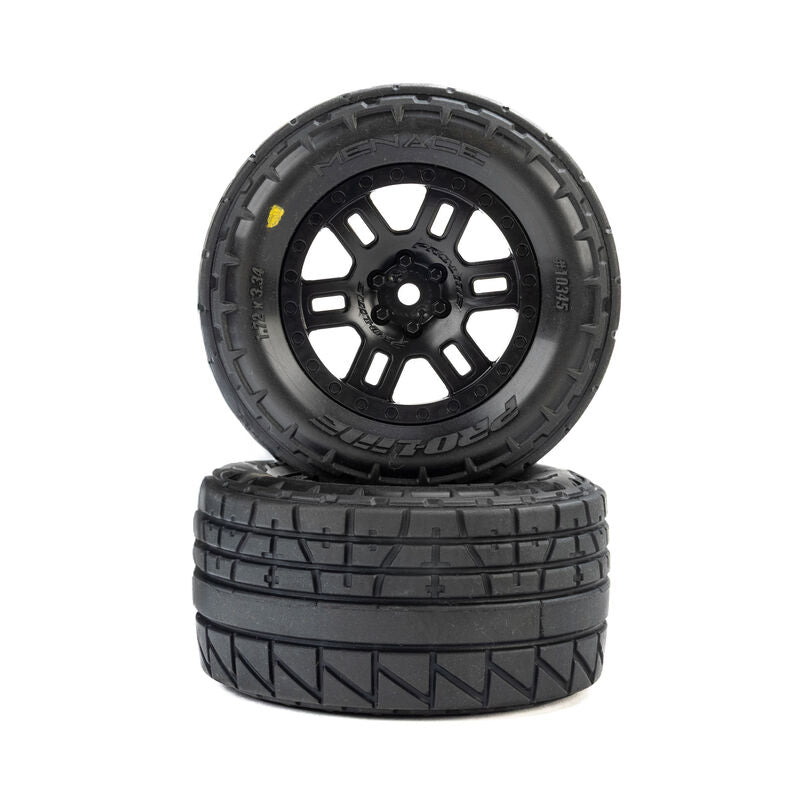 Proline Menace mounted street tires for ARRMA Mini KRATON, showing the tread pattern and rubber compound for on-road performance.