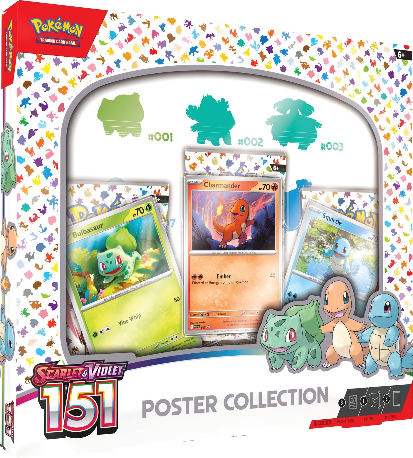 Pokemon TCG Scarlet Violet 151 Poster Collection featuring vibrant images of classic Pokémon from the original 151 species.