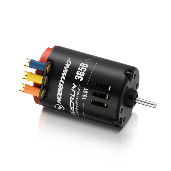 Hobbywing QuicRun 3650 G2 sensored brushless motor with metal casing and wiring for RC cars and vehicles.