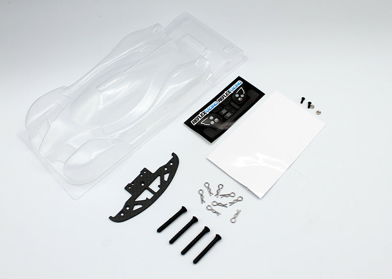 Reflex Racing RAD001-KIT LMP3 1/28 scale RC car Lexan body kit with detailed design and clear windows.