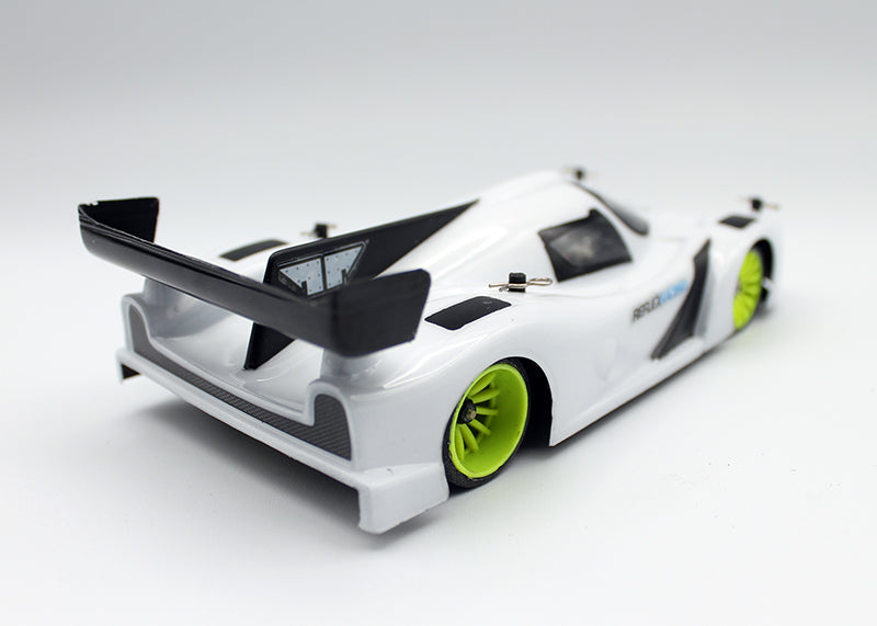 Reflex Racing RAD001-KIT LMP3 1/28 scale Lexan RC car body kit with detailed clear Lexan material and racing design.