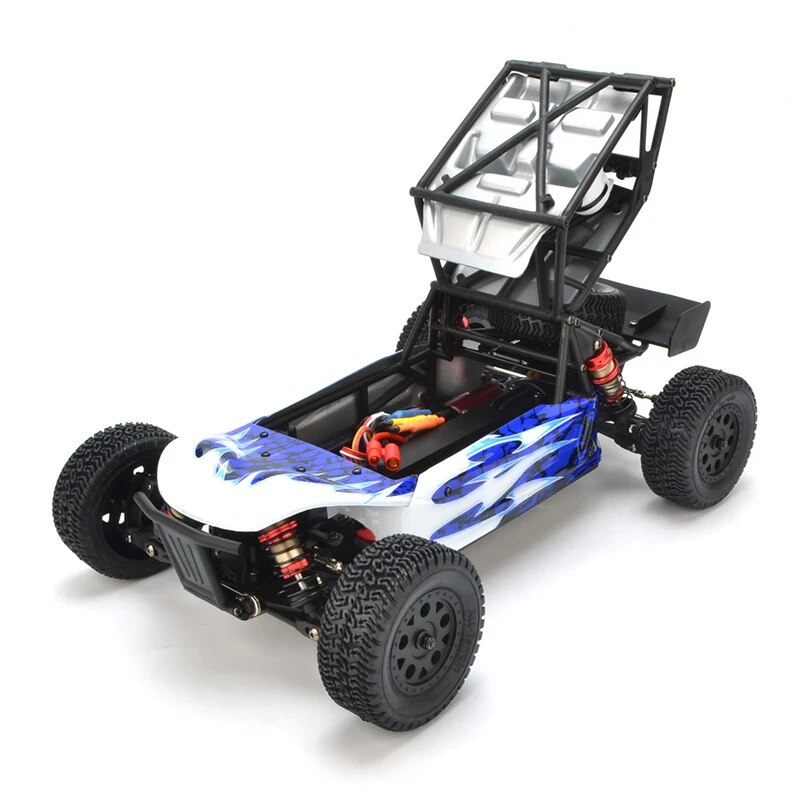 LC Racing EMB-DT 1/14 4WD desert truck RC car with rugged off-road tires, brushless motor, and detailed desert truck design.