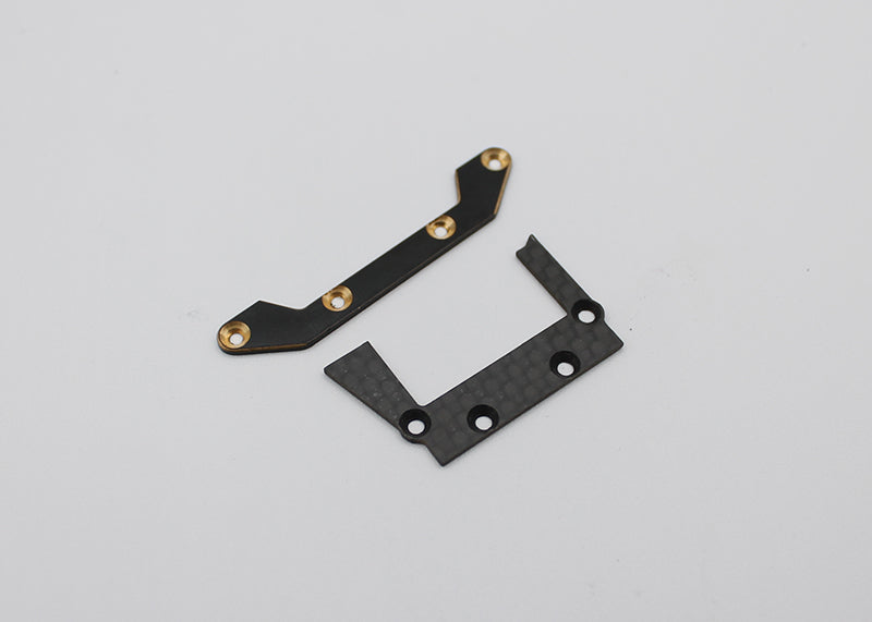 Reflex Racing RX28A-01 RC car rear brass and carbon fiber lower pod plate for enhanced performance and durability.