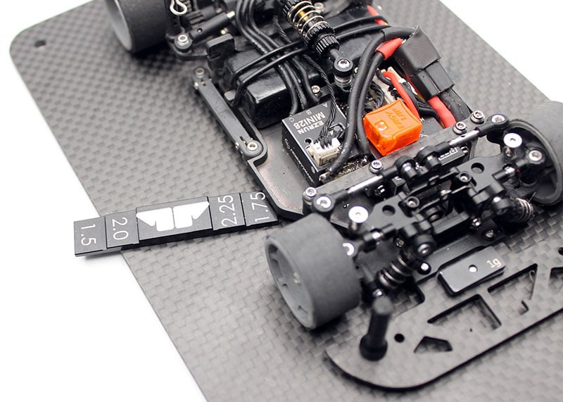 Reflex Racing RX28A-32 RC car ride height gauge with digital display for precise suspension adjustments.