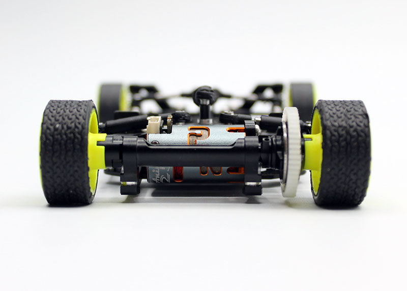 Reflex Racing RX28K 1/28 2WD RC car kit Gen 2 with detailed chassis and wheels, ready for hobby racing.