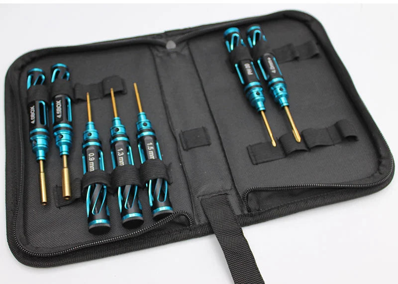 Reflex Racing RX537 Tool Kit V3 with various tools arranged neatly, designed for RC car maintenance and repairs.