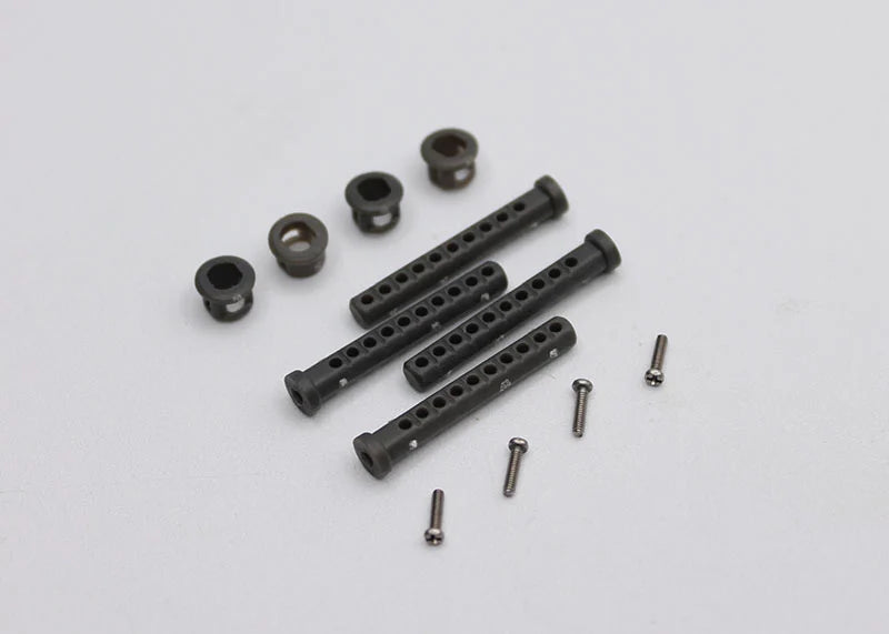 Reflex Racing RX539 RC car body post system, durable black plastic parts for remote control vehicle assembly.