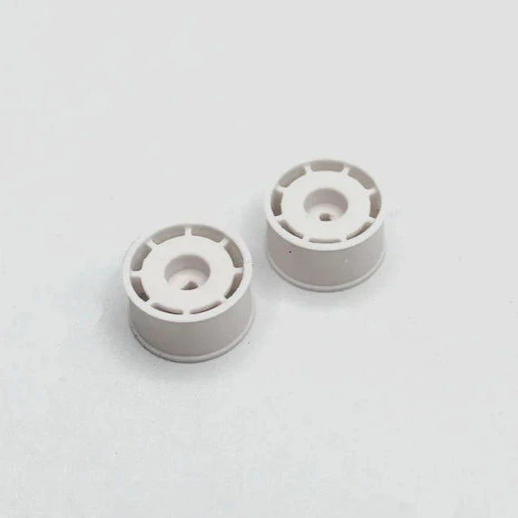 Reflex Racing RX607R125W white flat dish AWD rear wheel with +1.25 offset for RC car, showing detailed wheel design and finish.