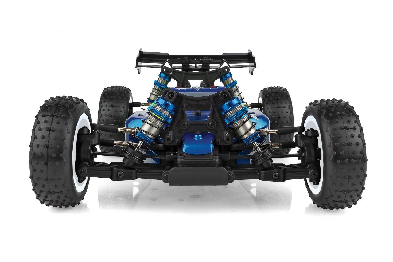 Team Associated Reflex 14B RC buggy kit with detailed chassis and rugged tires, ready for off-road racing.