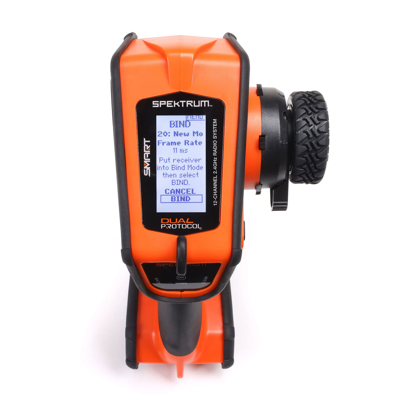 Spektrum DX Rugged+ 12-channel DSMR+ transmitter with rugged design and multiple control sticks, no receiver included.