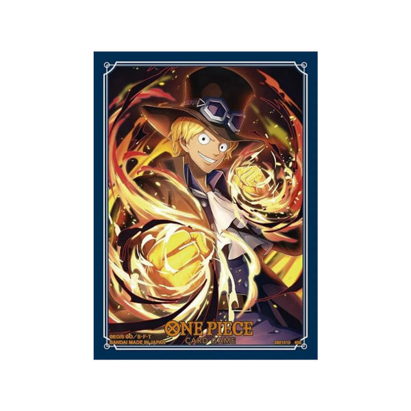 Bandai One Piece TCG official Sabo character sleeves set of 12 with colorful dragon design on transparent card sleeves.