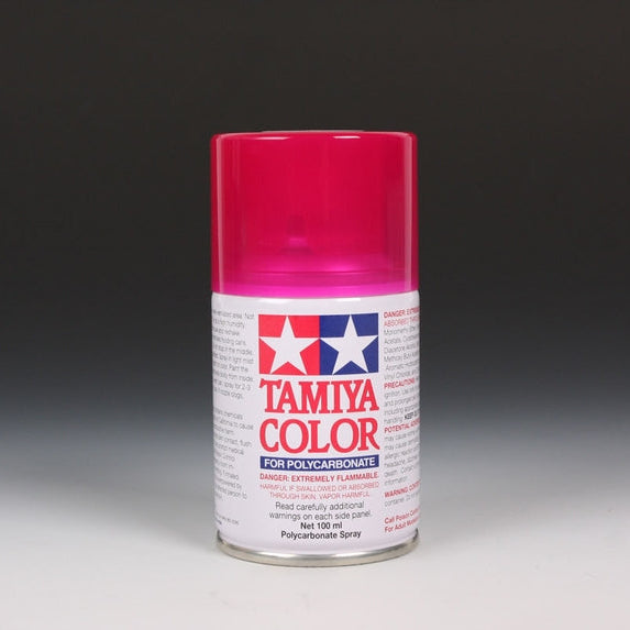 Tamiya PS-40 Translucent Pink Blue spray paint can, 100ml, showing the colorful aerosol container with the spray nozzle.