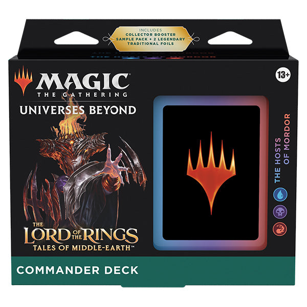 MTG Lord of the Rings Tales of Middle-Earth Commander Deck featuring Wizards of the Coast's Hosts of Mordor theme and artwork.