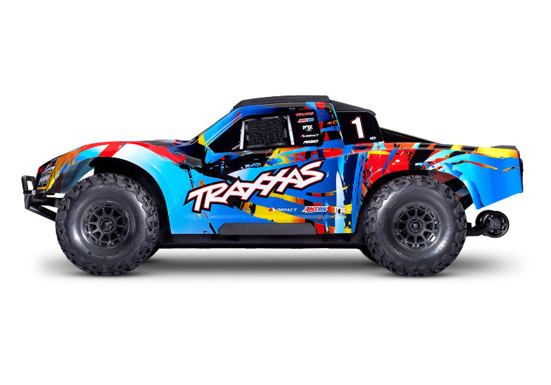 Traxxas Maxx Slash 6s RC truck with rugged tires and sleek body, ready for high-speed off-road racing.